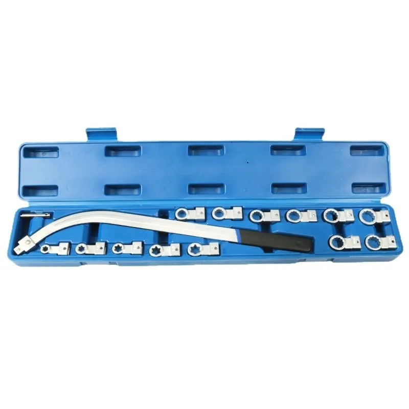 15-Piece Serpentine Belt Tool Kit – Adjustable Wrench Set for Tensioner & Idler Pulley Removal, Universal Automotive Pulley Spanner Set with Ratcheting Wrench